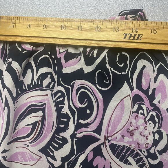 KARIN STEVENS 2 Piece Skirt Blouse Set Purple Floral Midi Ruffle Vintage 80s 10 - Picture 8 of 15